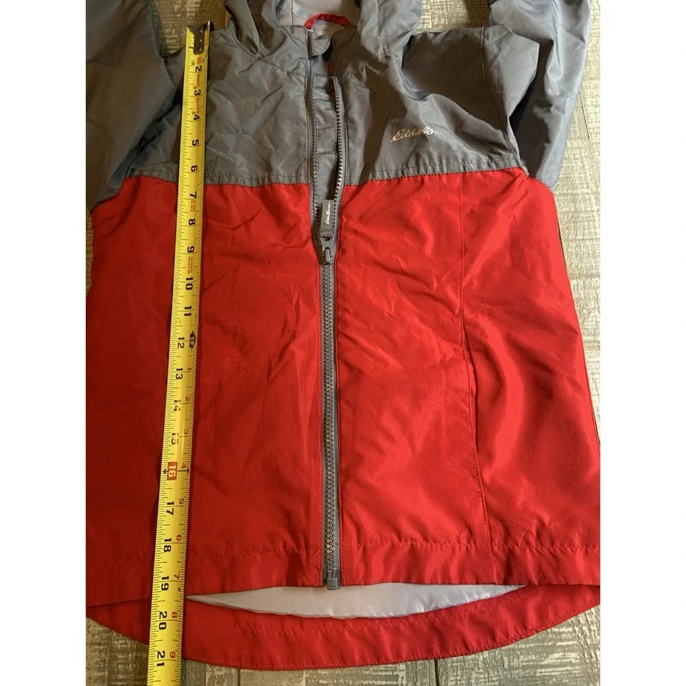 Eddie Bauer ~Big Kids~Boys~ Nylon Red & Gray Hooded Windbreaker Sz XS 5/6‎